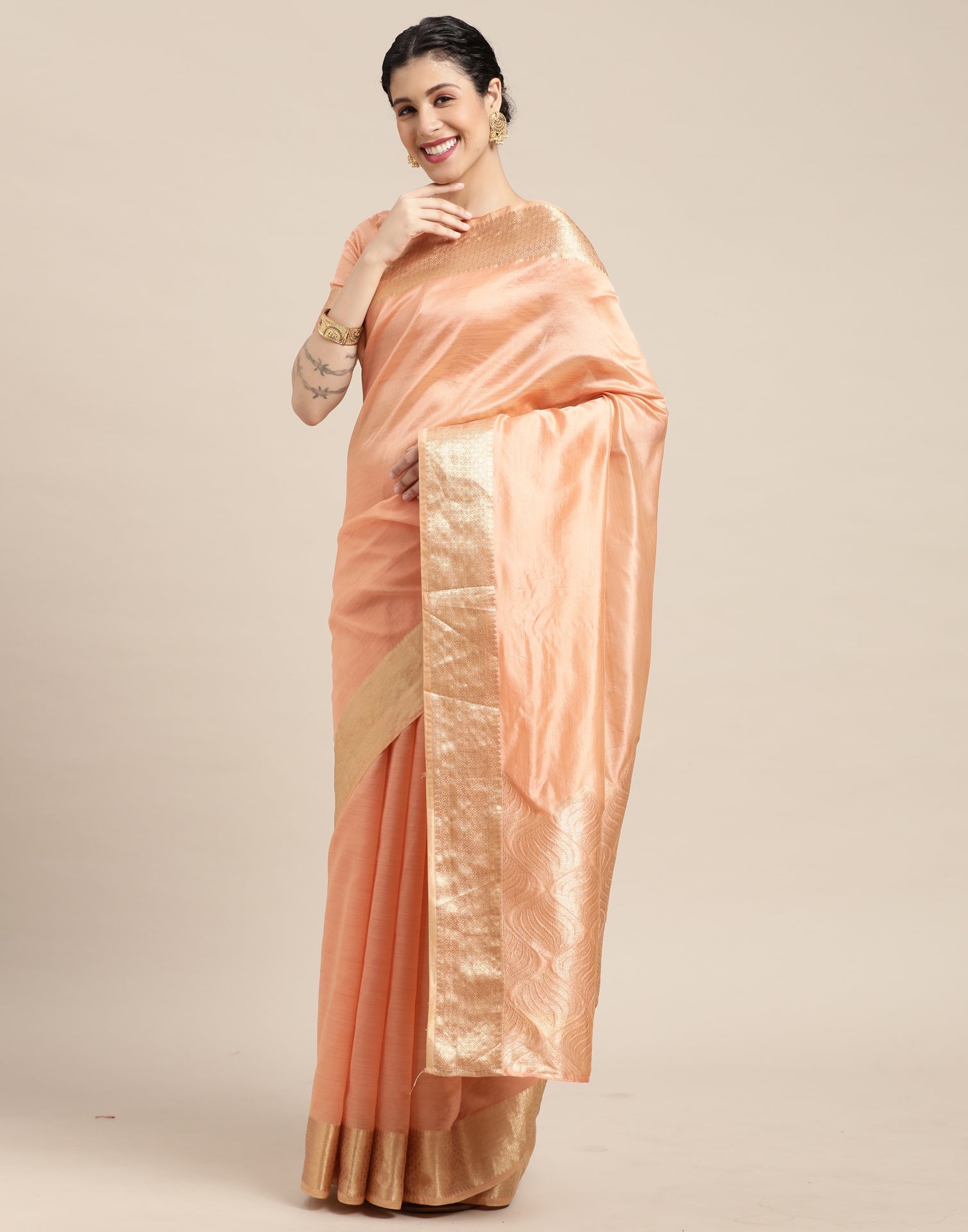 Peach Silk Saree