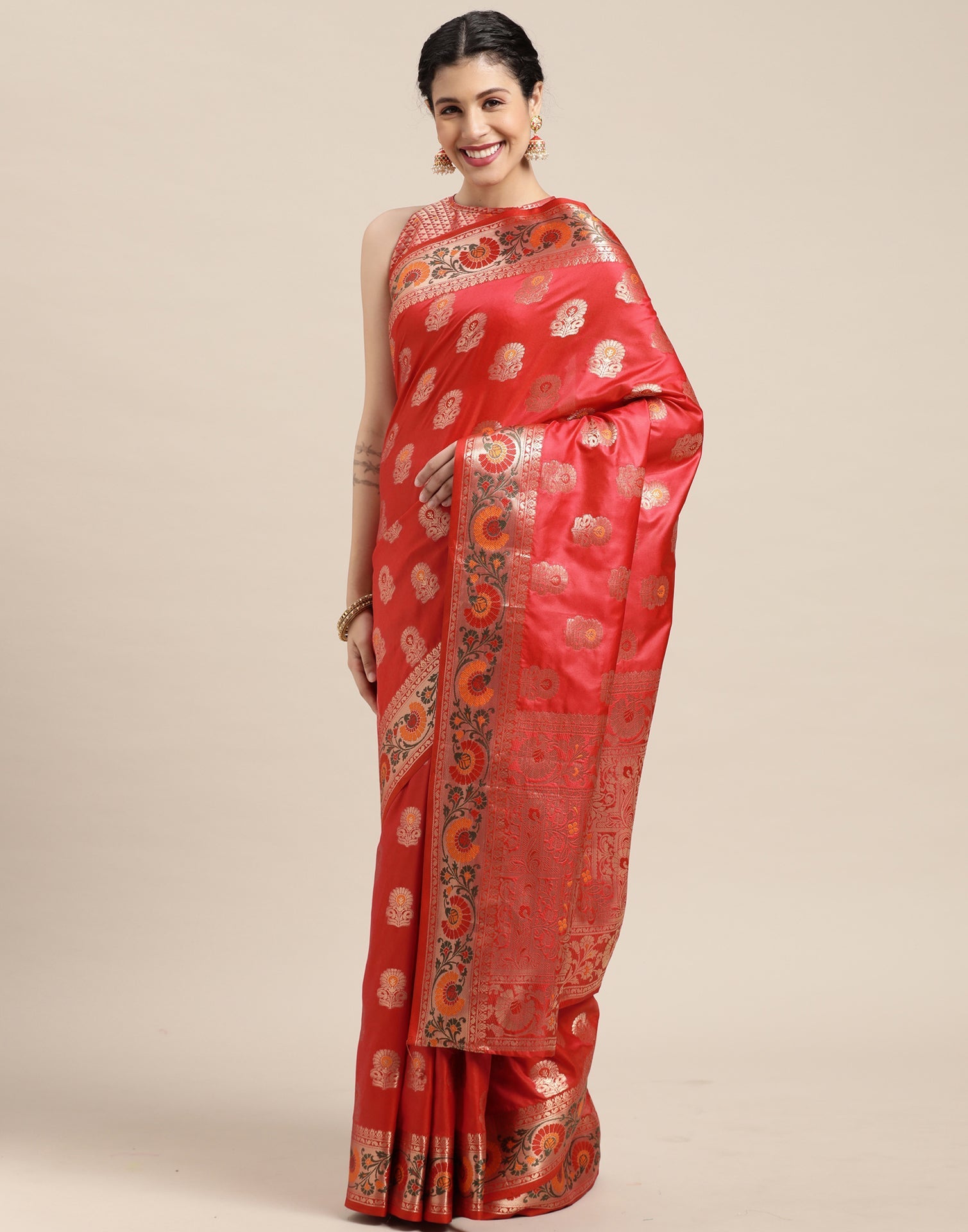 Dark Pink Banarasi Silk Saree
