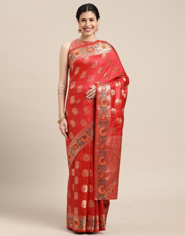 Dark Pink Banarasi Silk Saree