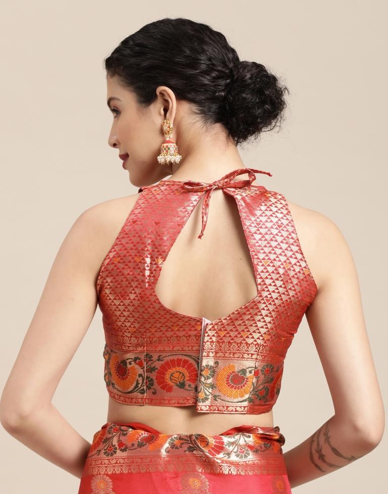 Dark Pink Banarasi Silk Saree