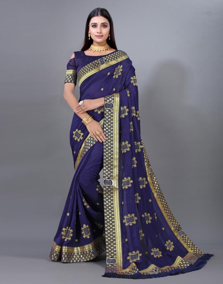 Navy Blue Embroidery Saree | 2270S2104