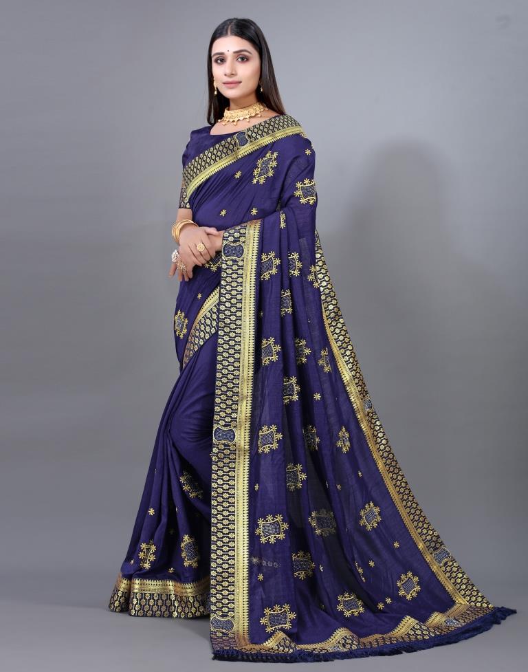 Navy Blue Embroidery Saree | 2270S2104