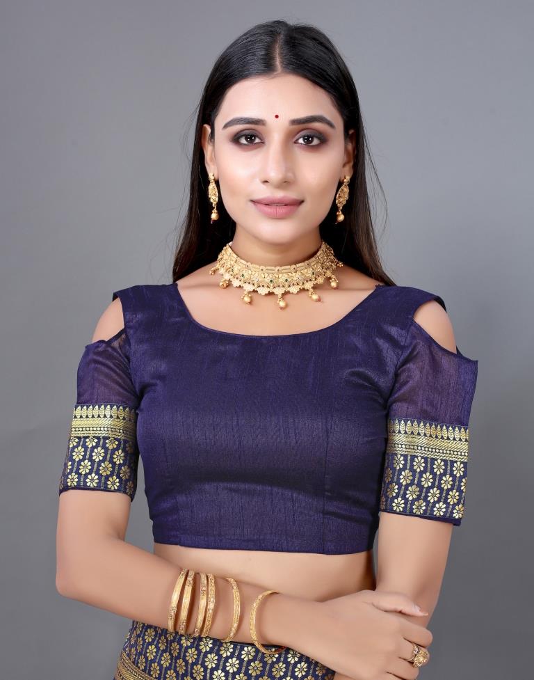 Navy Blue Embroidery Saree | 2270S2104