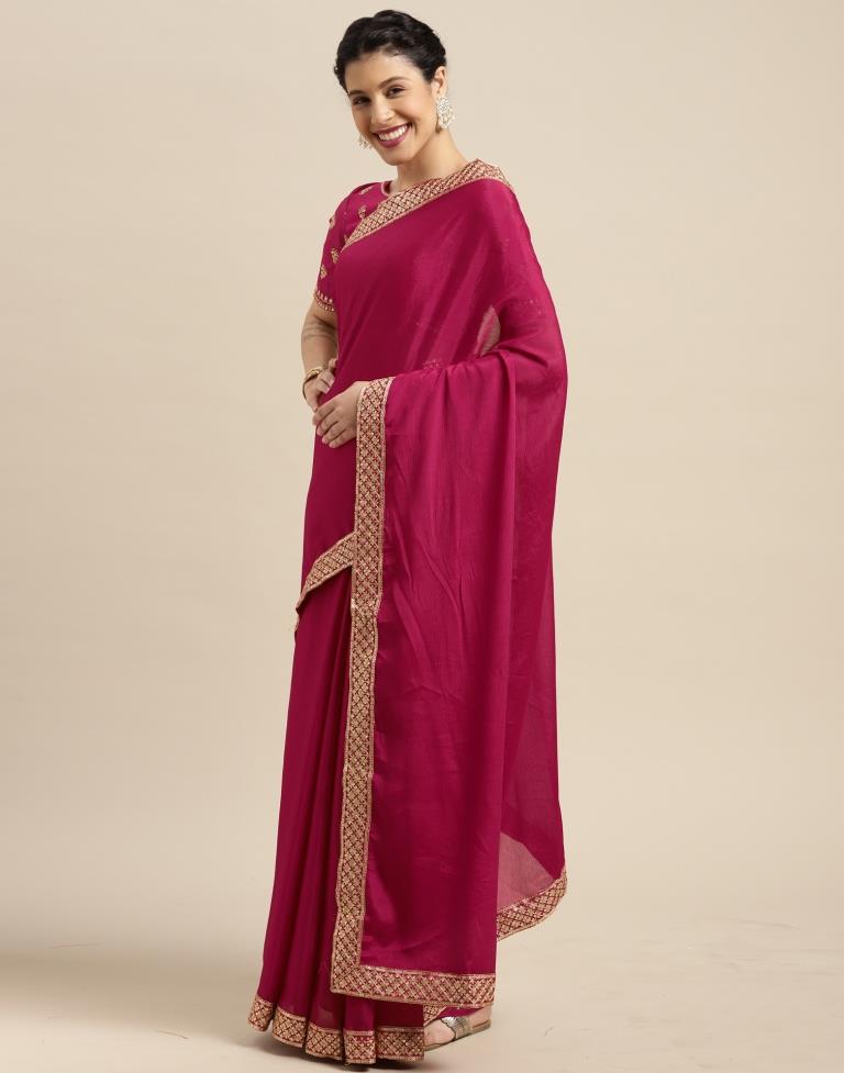 Cherry Pink Silk Saree