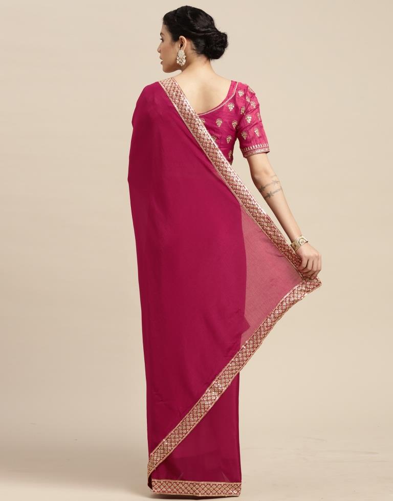 Cherry Pink Silk Saree