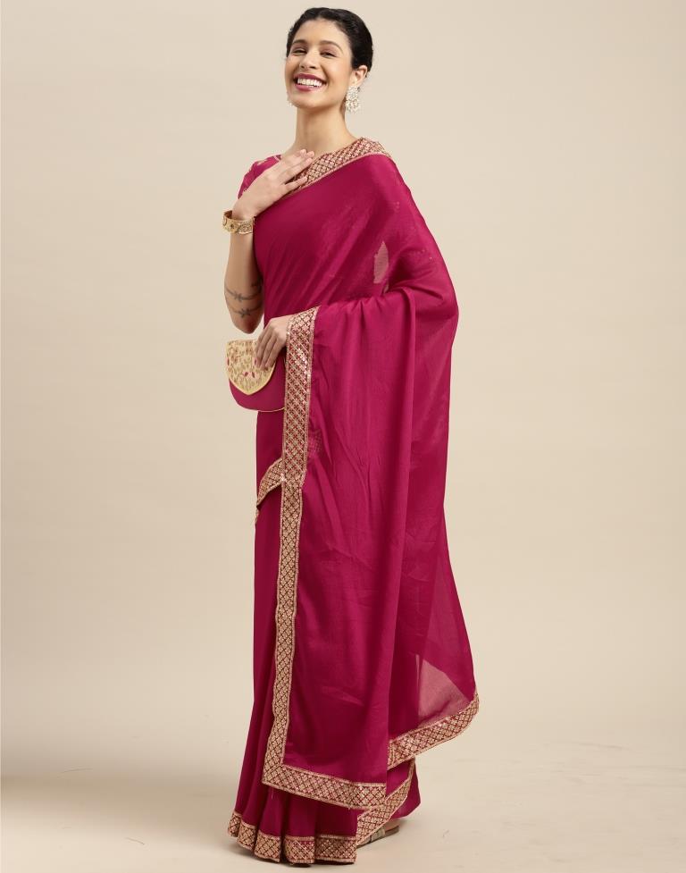 Cherry Pink Silk Saree