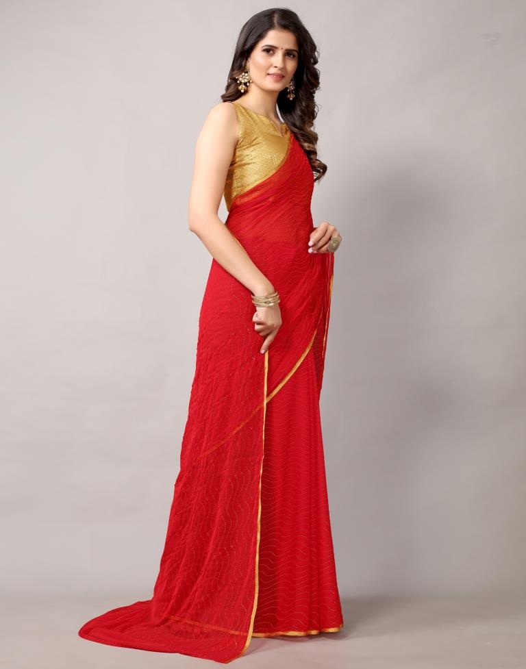Red Chiffon Saree