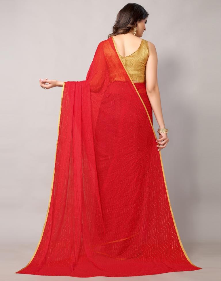 Red Chiffon Saree