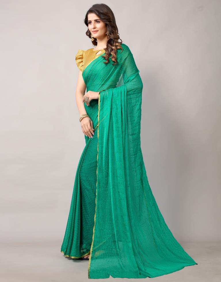 Rama Green Chiffon Saree