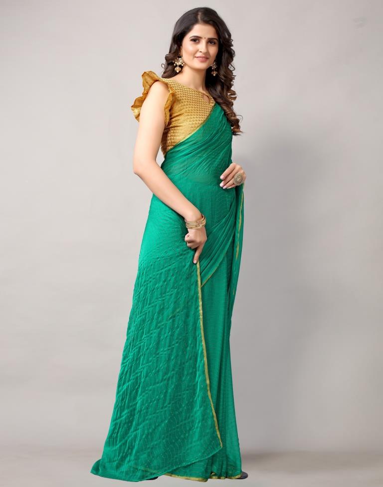 Rama Green Chiffon Saree