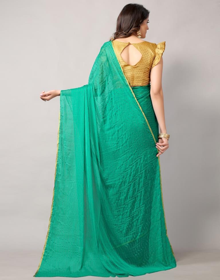 Rama Green Chiffon Saree