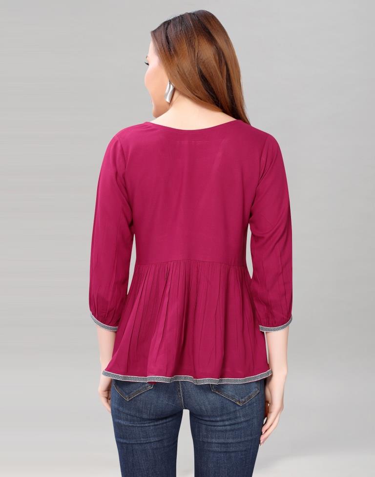 Cherry Pink Colored Rayon Solid Top | SLV227TK4022