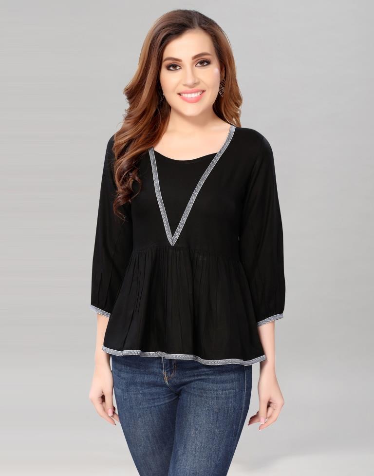 Black Colored Rayon Solid Top | SLV227TK4024
