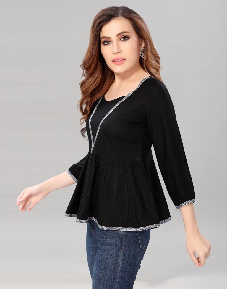 Black Colored Rayon Solid Top | SLV227TK4024
