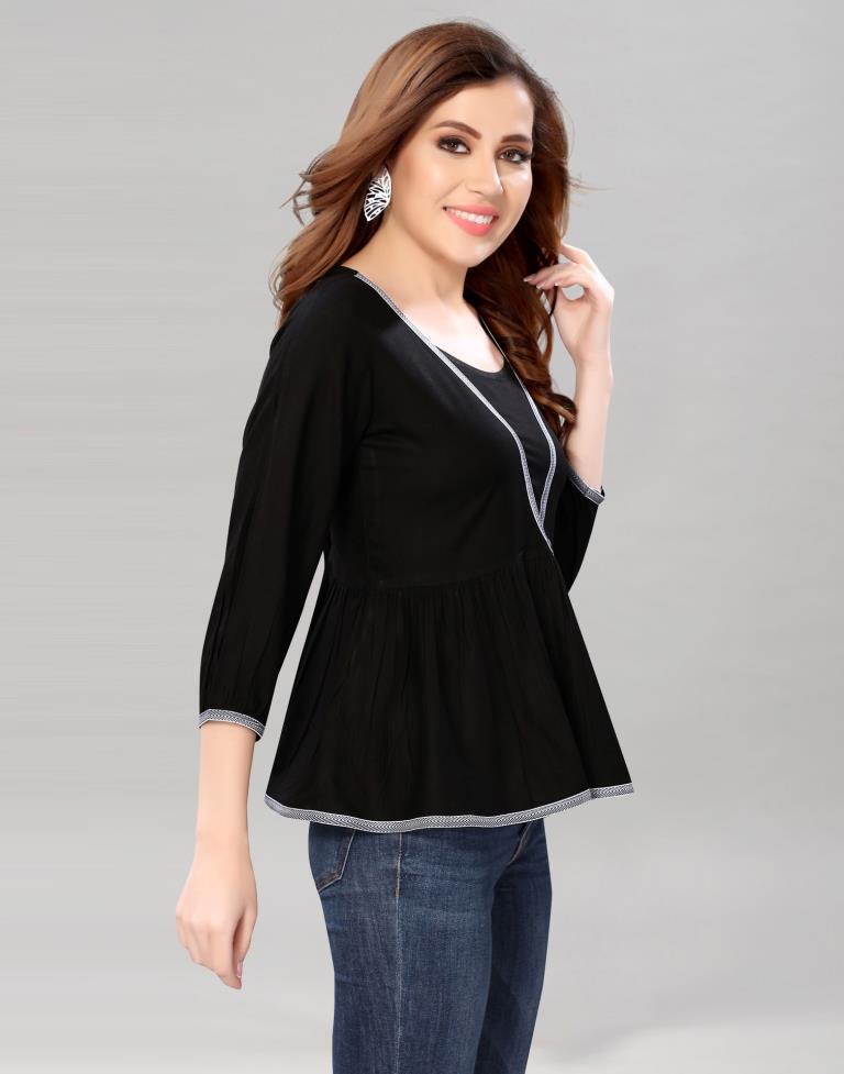 Black Colored Rayon Solid Top | SLV227TK4024