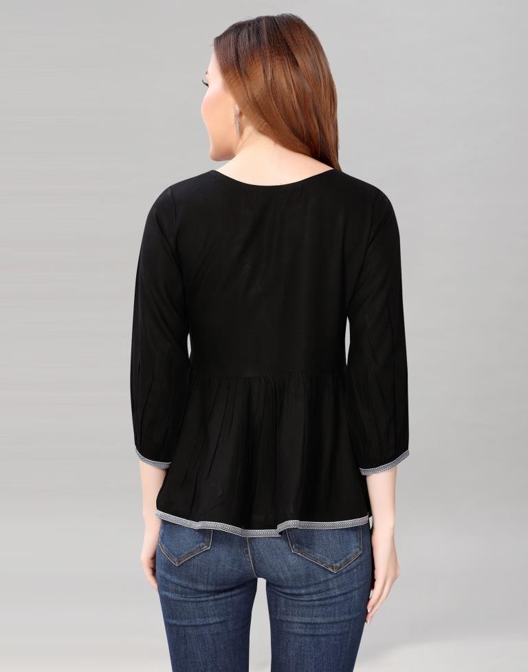 Black Colored Rayon Solid Top | SLV227TK4024