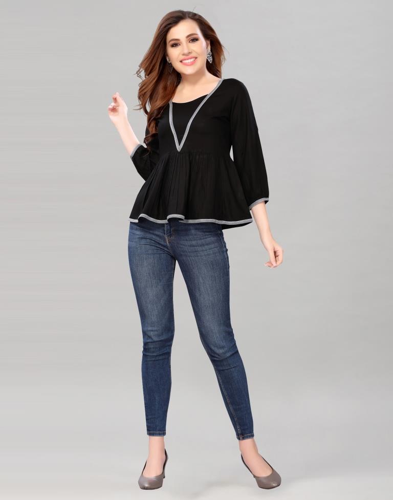 Black Colored Rayon Solid Top | SLV227TK4024