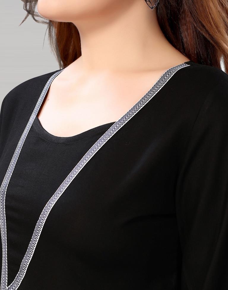 Black Colored Rayon Solid Top | SLV227TK4024