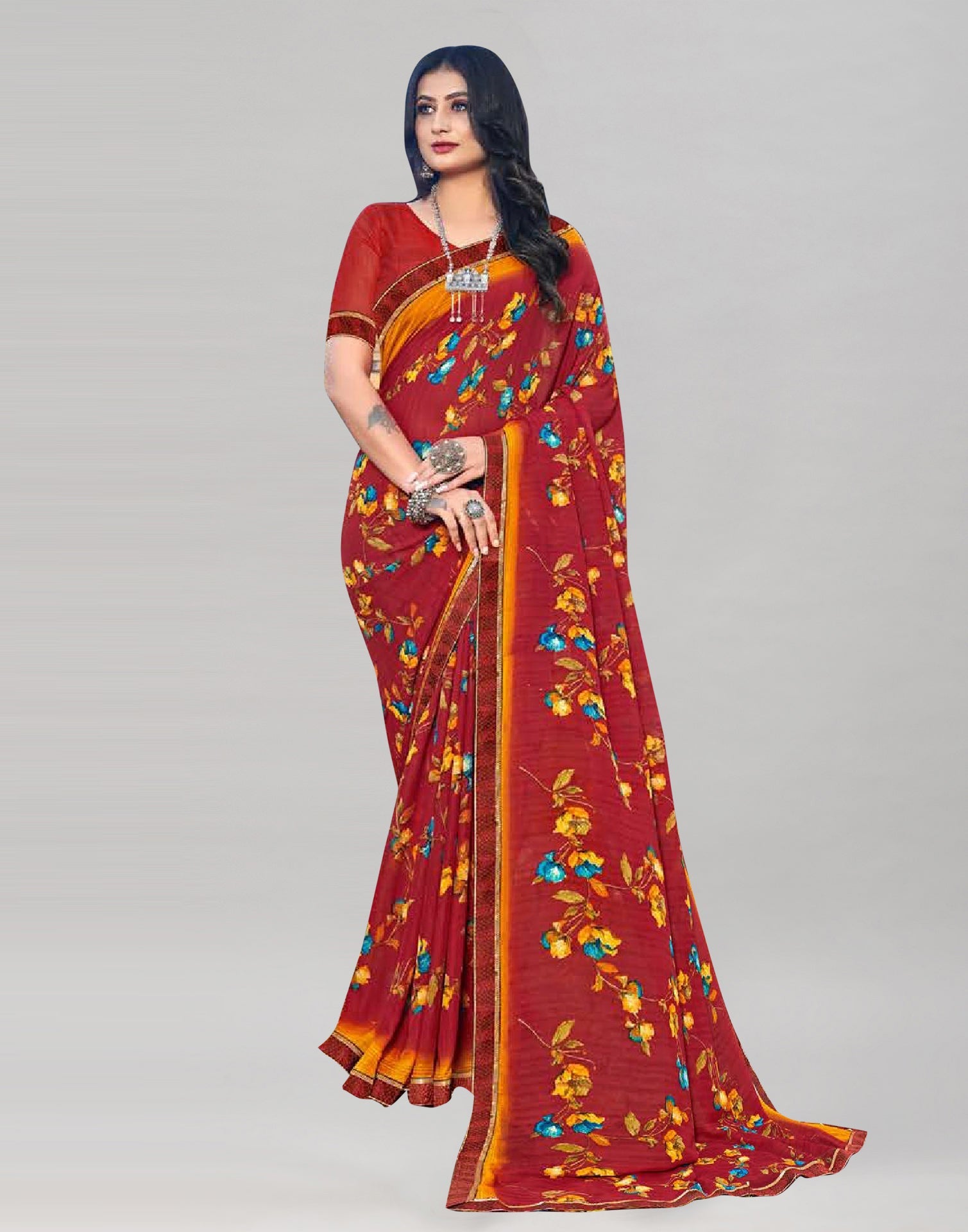 Red Georgette Saree