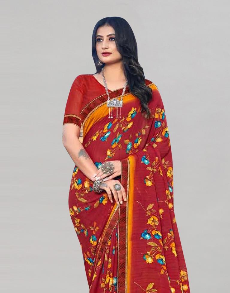 Red Georgette Saree