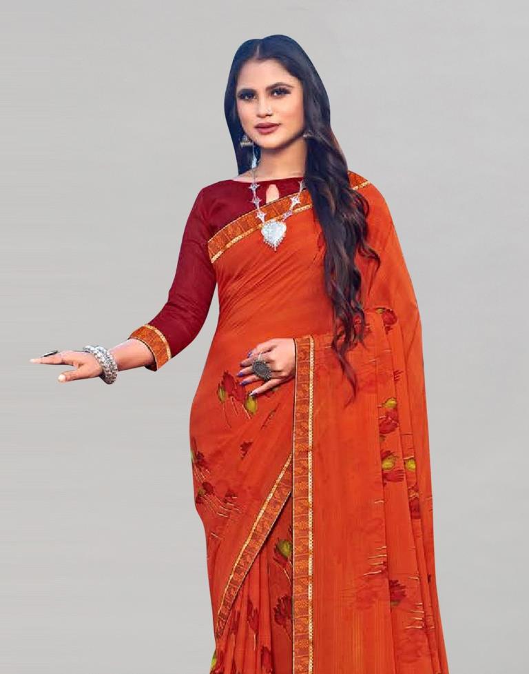 Orange Georgette Saree