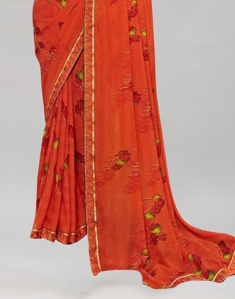Orange Georgette Saree