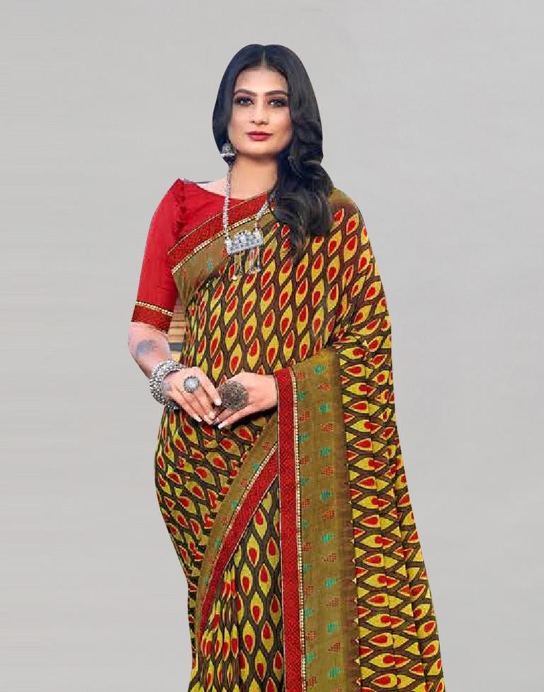 Olive Green Georgette Saree