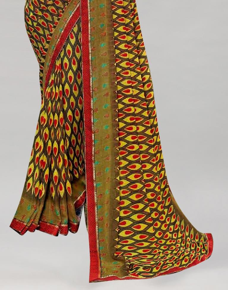 Olive Green Georgette Saree