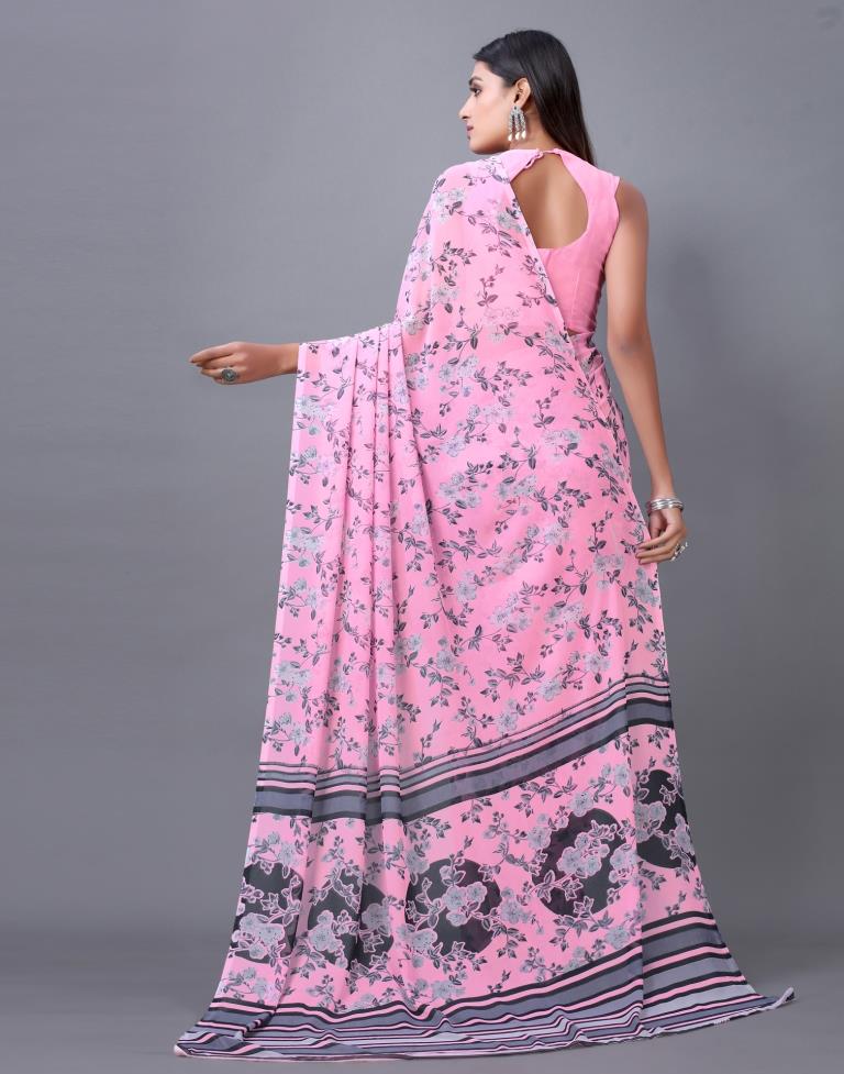 Baby Pink Printed Saree | 2298S771