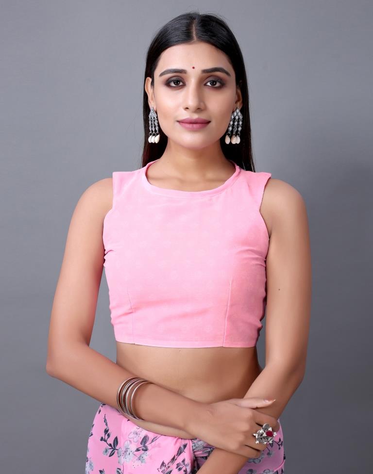 Baby Pink Printed Saree | 2298S771