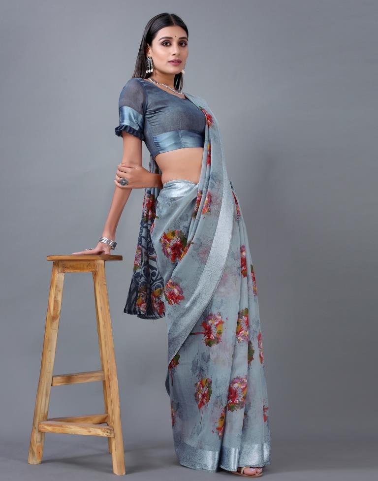 Grey Cotton Saree | 2298S773