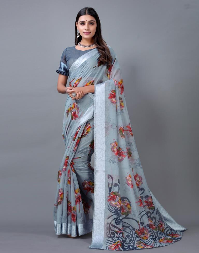 Grey Cotton Saree | 2298S773
