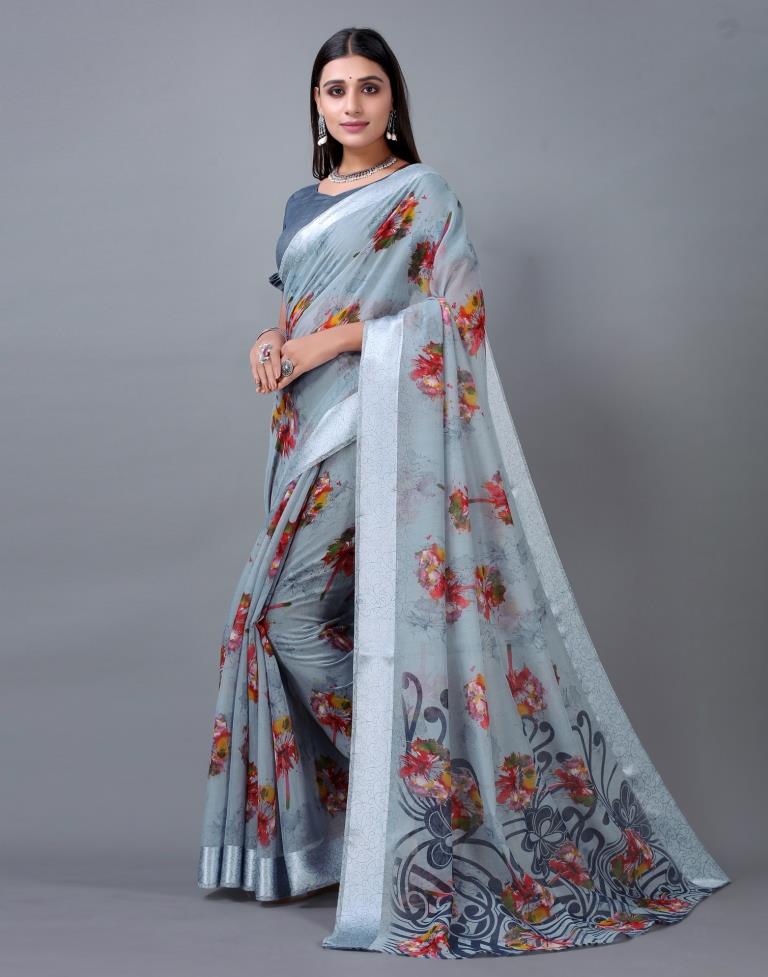 Grey Cotton Saree | 2298S773