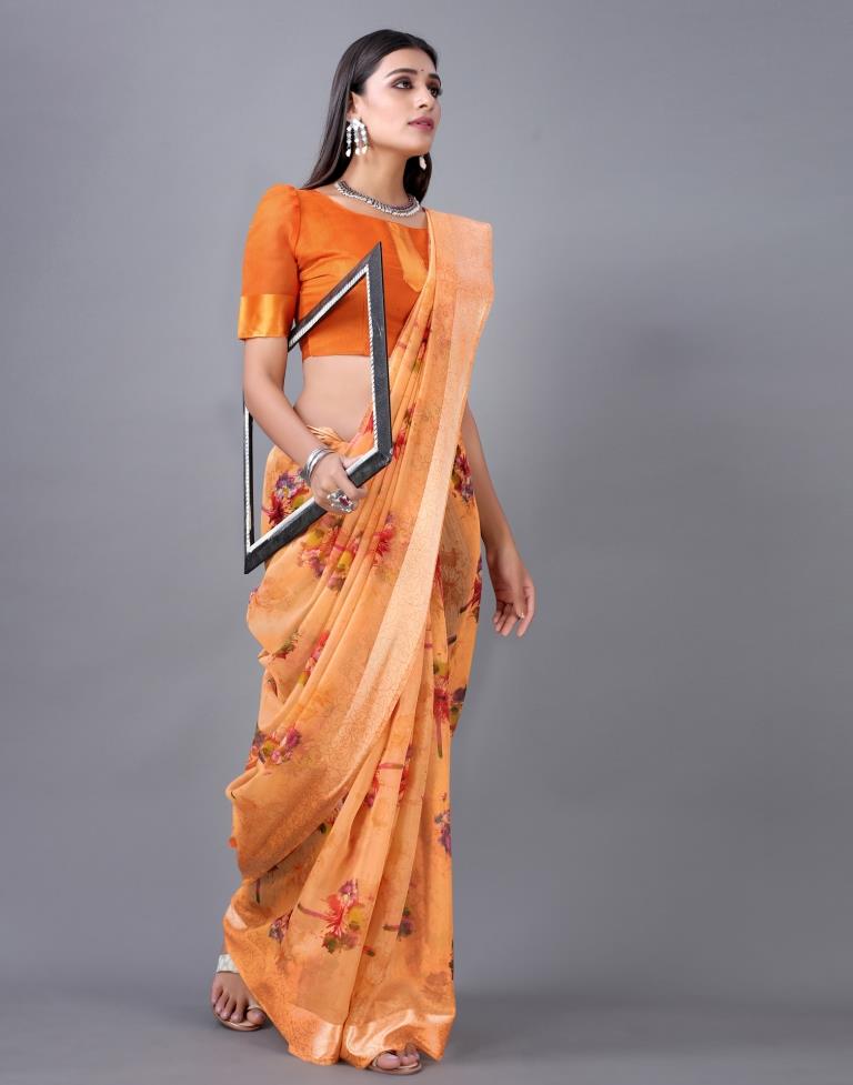 Orange Cotton Saree | 2298S774