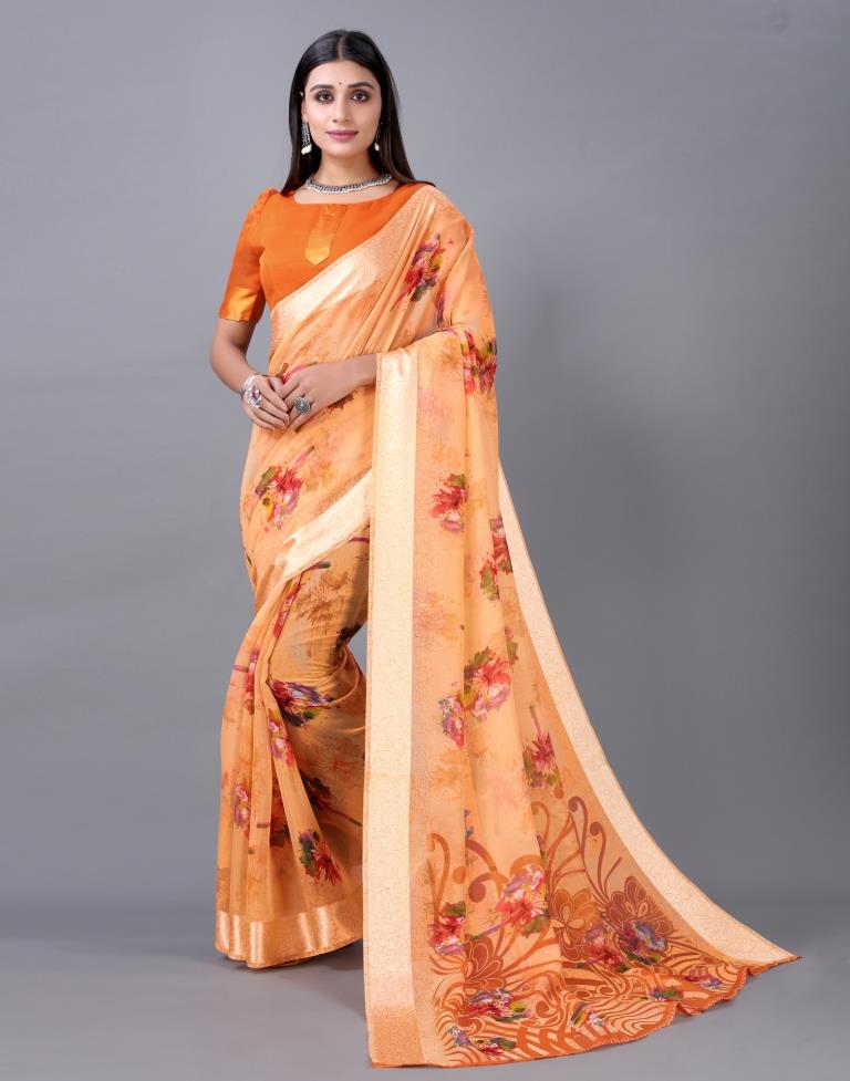 Orange Cotton Saree | 2298S774