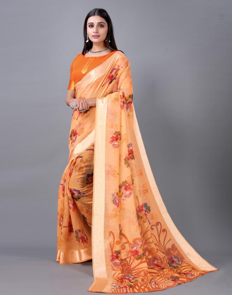 Orange Cotton Saree | 2298S774