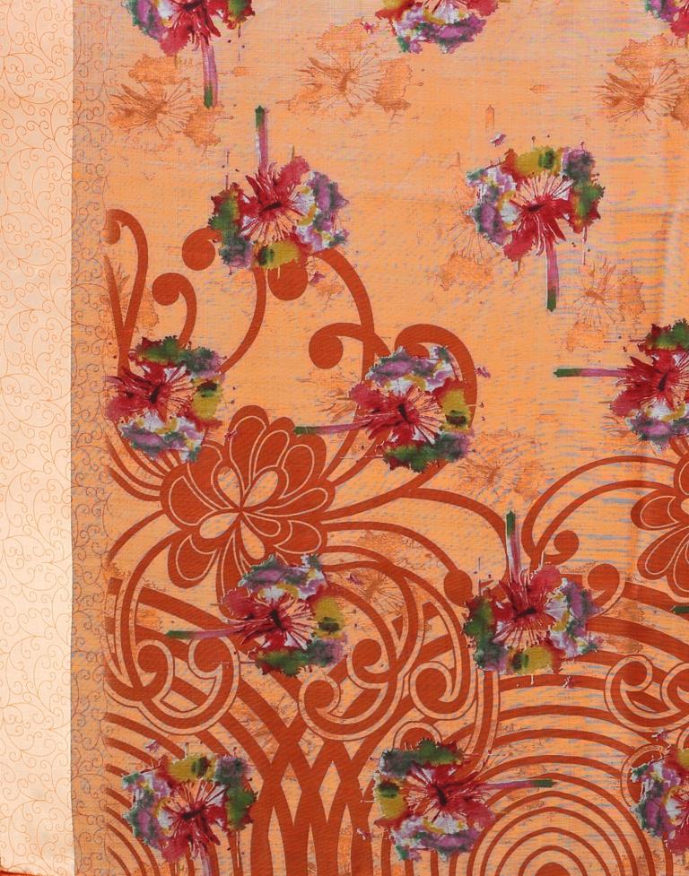 Orange Cotton Saree | 2298S774