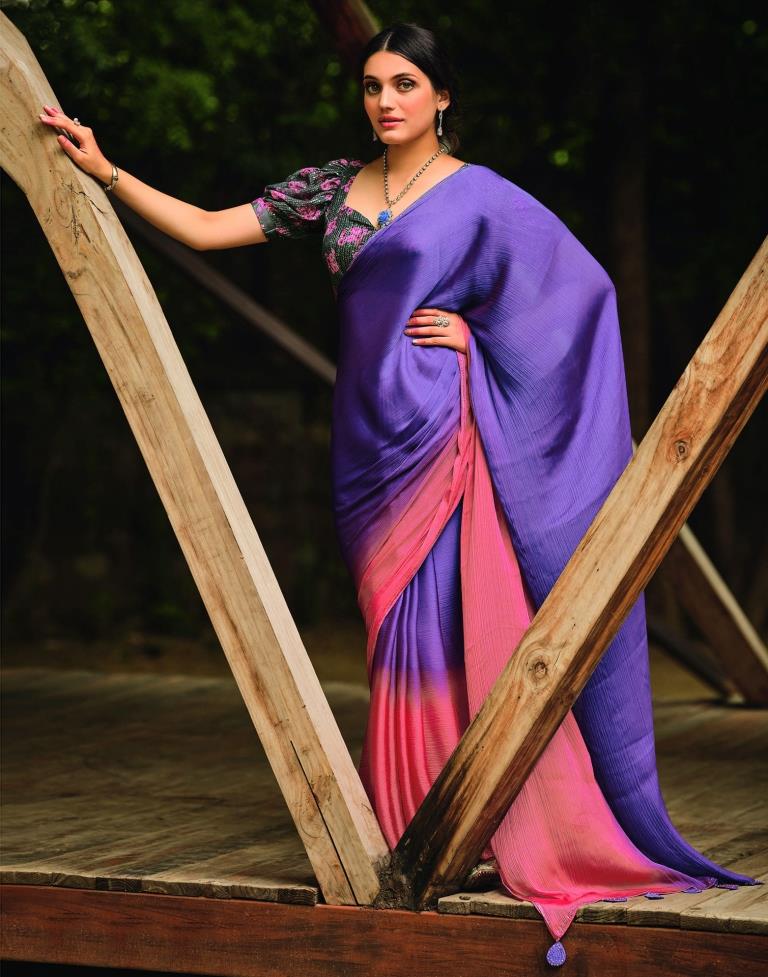 Purple Chiffon Saree | 2301S113