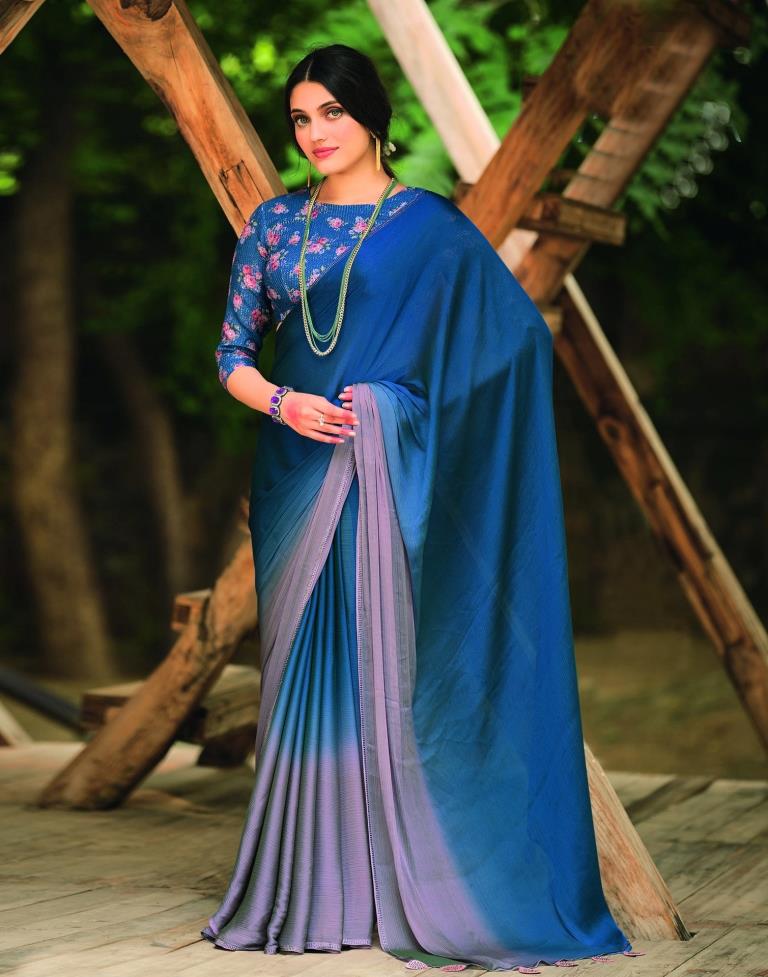 Navy Blue Chiffon Saree | 2301S119