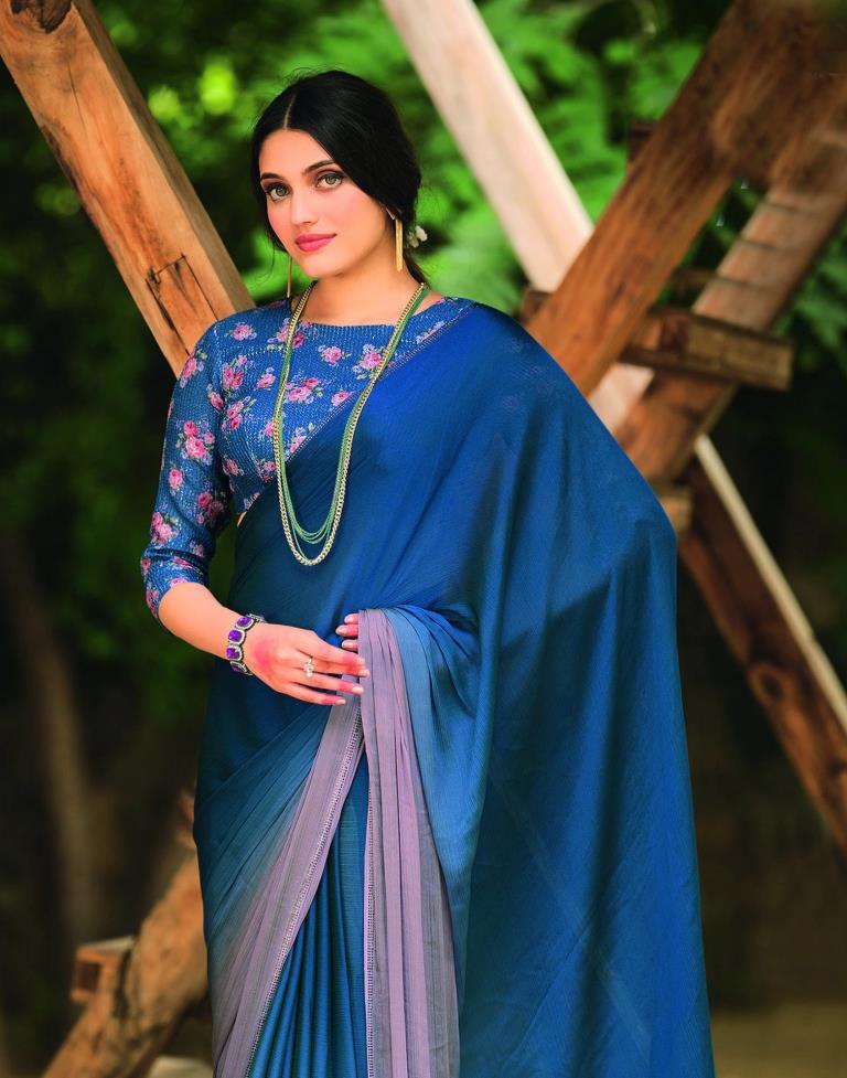 Navy Blue Chiffon Saree | 2301S119