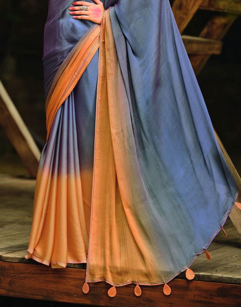 Steel Blue Chiffon Saree | 2301S120