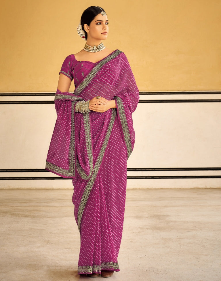 Light Purple Bandhani Printed Saree | SLV2302S122