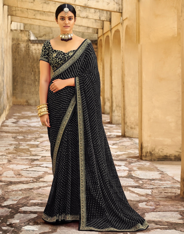 Black Bandhani Printed Saree | SLV2302S133