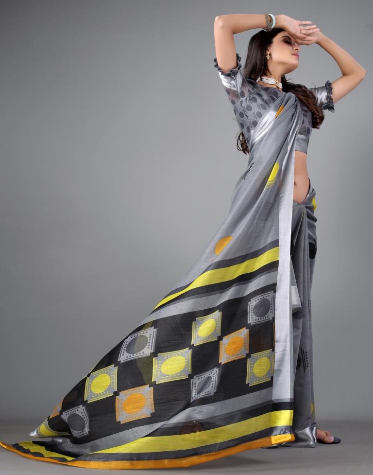 Grey Cotton Saree | 2304S103