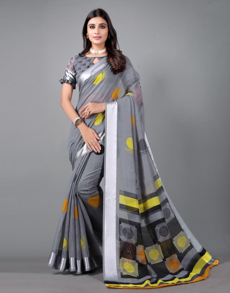 Grey Cotton Saree | 2304S103