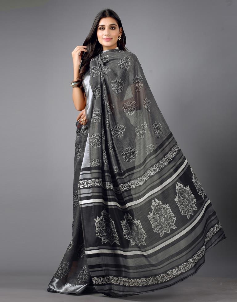 Steel Grey Cotton Saree | 2304S106