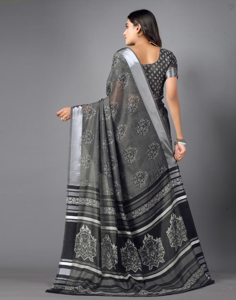 Steel Grey Cotton Saree | 2304S106