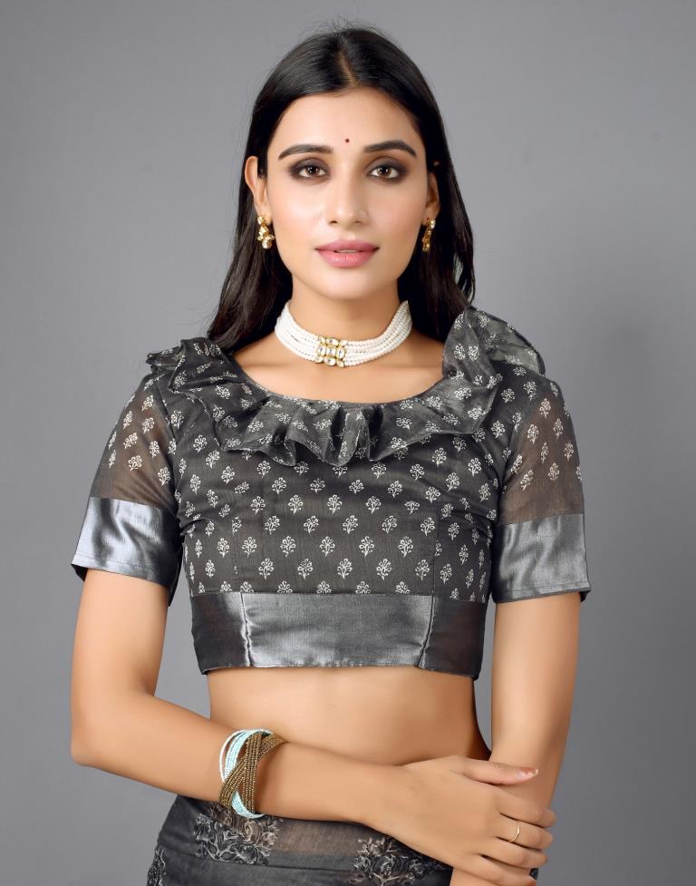 Steel Grey Cotton Saree | 2304S106