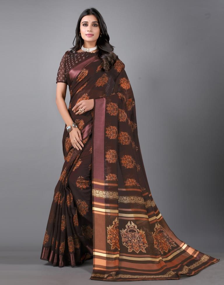 Brown Cotton Saree | 2304S109
