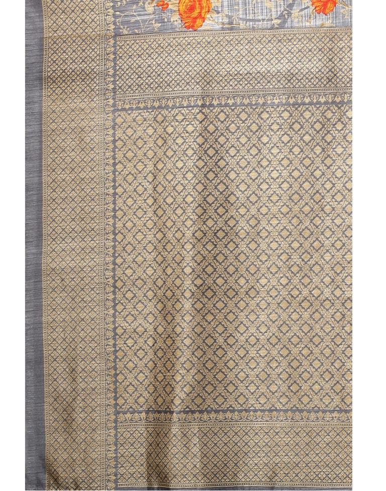 Steel Grey Printed Saree | 2306S116